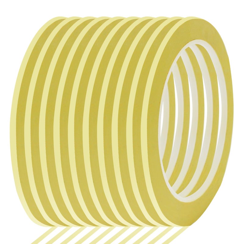 QIMAOO 10 Rolls 1/8" Whiteboard Tape Line 3mm Thin Dry Erase Board Tape Lines Pinstripe Tape, Yellow, 216ft Per Roll - Image 1